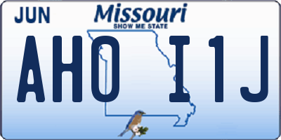MO license plate AH0I1J