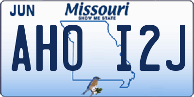MO license plate AH0I2J