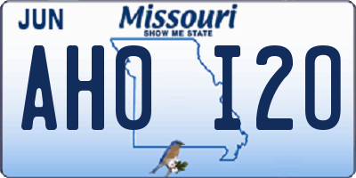 MO license plate AH0I2O