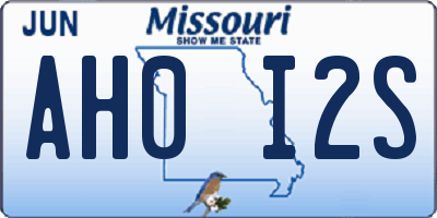 MO license plate AH0I2S