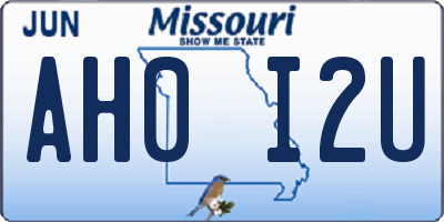 MO license plate AH0I2U