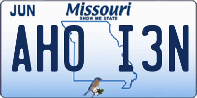 MO license plate AH0I3N