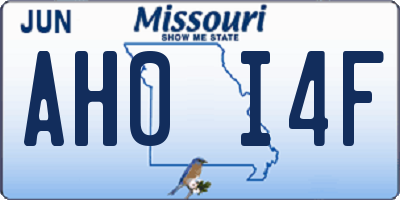 MO license plate AH0I4F