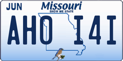 MO license plate AH0I4I