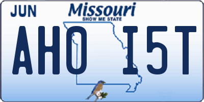 MO license plate AH0I5T