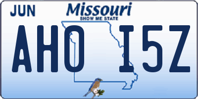 MO license plate AH0I5Z