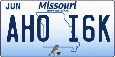 MO license plate AH0I6K