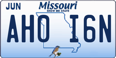 MO license plate AH0I6N