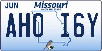 MO license plate AH0I6Y