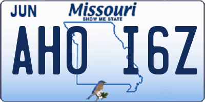 MO license plate AH0I6Z