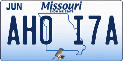 MO license plate AH0I7A