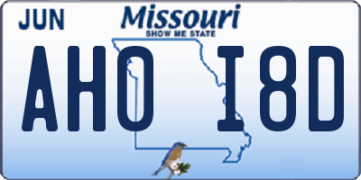MO license plate AH0I8D
