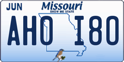 MO license plate AH0I8O
