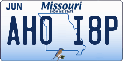 MO license plate AH0I8P