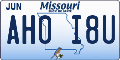 MO license plate AH0I8U