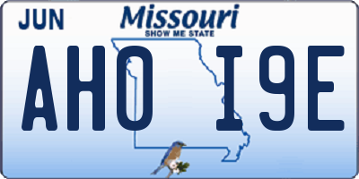 MO license plate AH0I9E