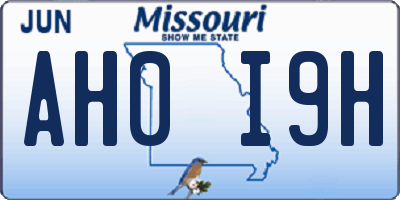 MO license plate AH0I9H