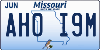 MO license plate AH0I9M