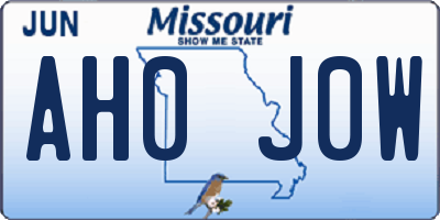 MO license plate AH0J0W