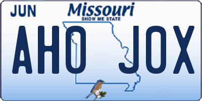 MO license plate AH0J0X
