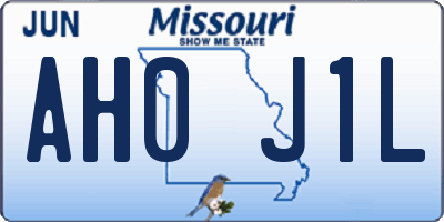 MO license plate AH0J1L