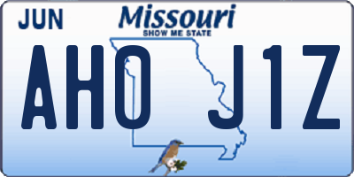 MO license plate AH0J1Z