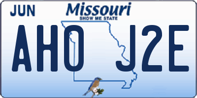 MO license plate AH0J2E