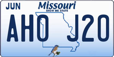 MO license plate AH0J2O