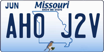 MO license plate AH0J2V