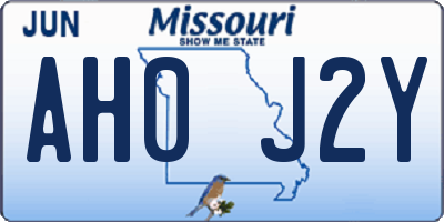MO license plate AH0J2Y