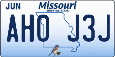 MO license plate AH0J3J