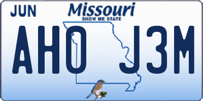 MO license plate AH0J3M