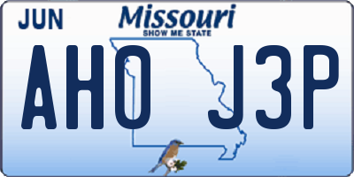 MO license plate AH0J3P