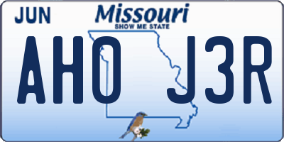 MO license plate AH0J3R
