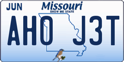 MO license plate AH0J3T