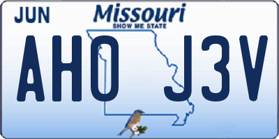 MO license plate AH0J3V