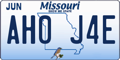 MO license plate AH0J4E