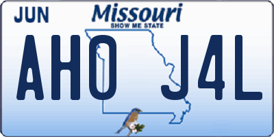 MO license plate AH0J4L