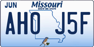 MO license plate AH0J5F