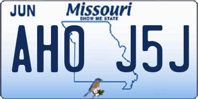 MO license plate AH0J5J