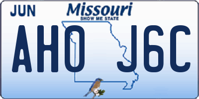 MO license plate AH0J6C