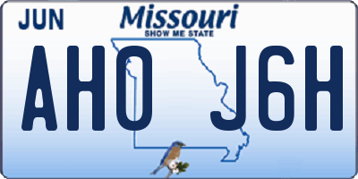 MO license plate AH0J6H