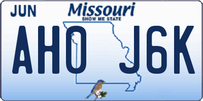 MO license plate AH0J6K