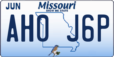 MO license plate AH0J6P