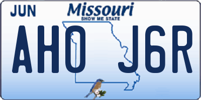 MO license plate AH0J6R