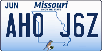 MO license plate AH0J6Z