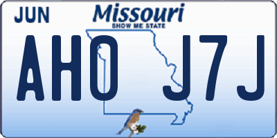 MO license plate AH0J7J