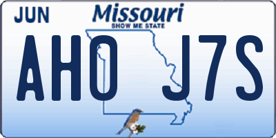 MO license plate AH0J7S