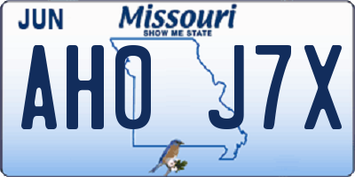 MO license plate AH0J7X