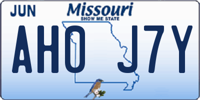 MO license plate AH0J7Y